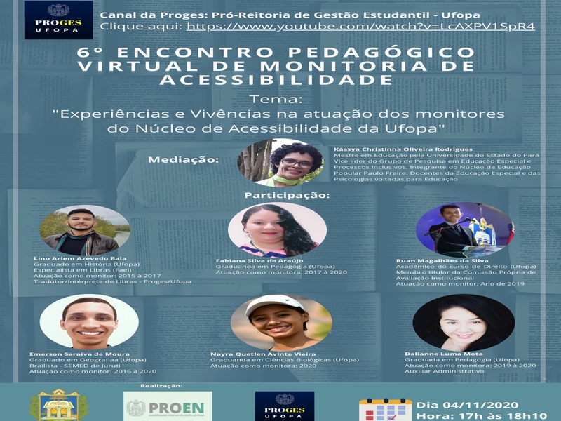 Imagem 6º Encontro Pedagógico Virtual de Monitoria de Acessibilidade