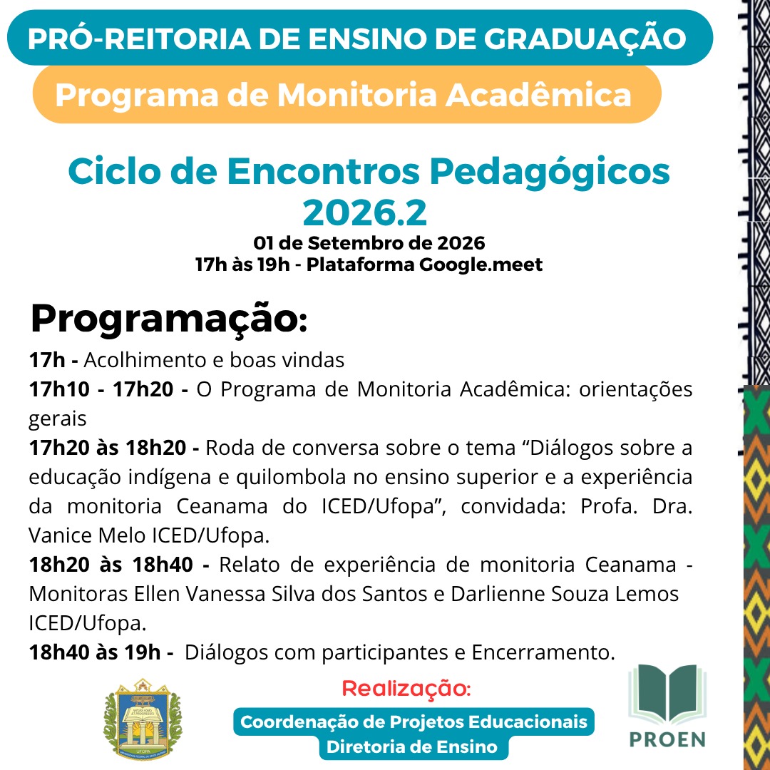 Ciclo de Encontros Pedagógicos 2026.2 - Programação